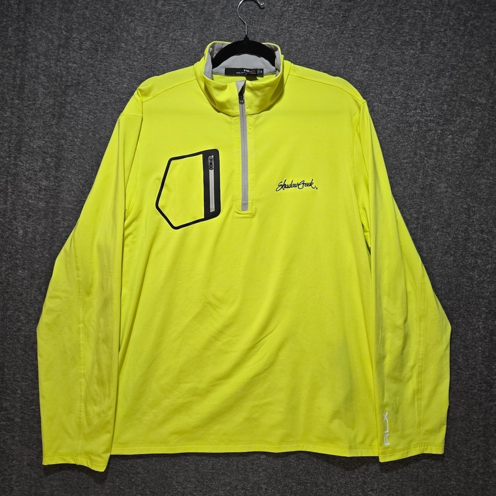 Ralph Lauren RLX Performance‎ 1/4 Zip Golf Neon Yellow Bright Sz XL Shadow Creek